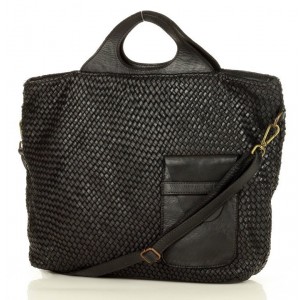 K17 Henkeltasche Handtasche Laptoptasche aus geflochtene Leder in Vintageoptik | Braun, Schwarz, Kaffee